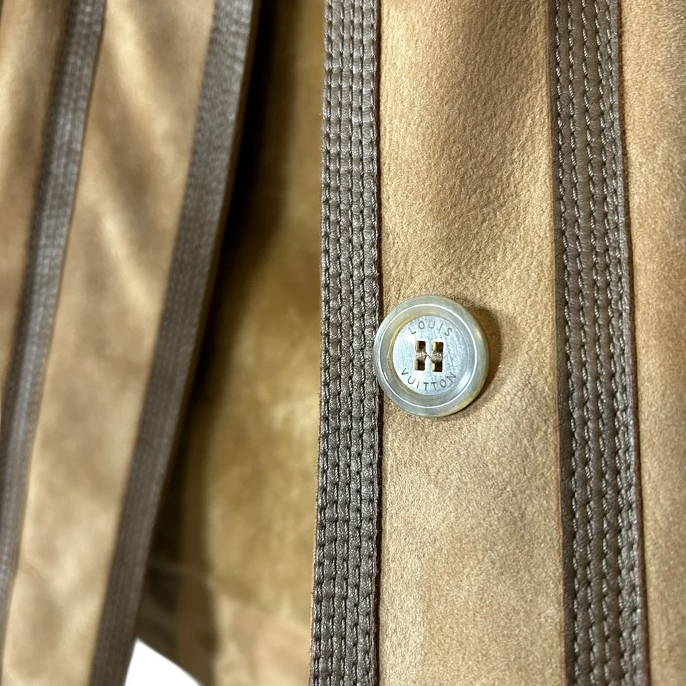 Louis Vuitton Shearling Suede Mouton Jacket Lamb Fur IT 36